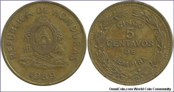 Honduras 5 Centavos 1989