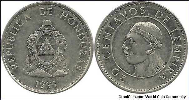 Honduras 20 Centavos 1991
