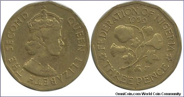 Federation of Nigeria 3 Pence 1959