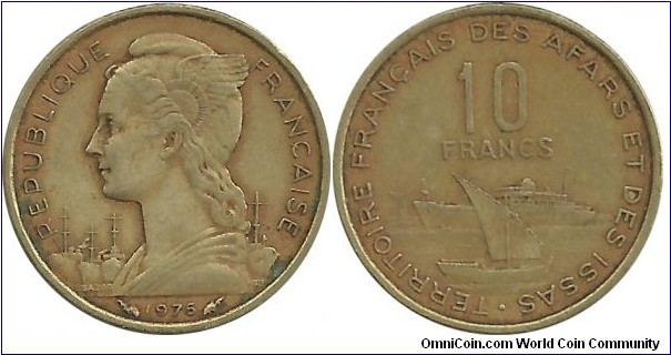 French Afars & Issas 10 Francs 1975