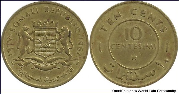 Somali 10 Centesimi 1967
