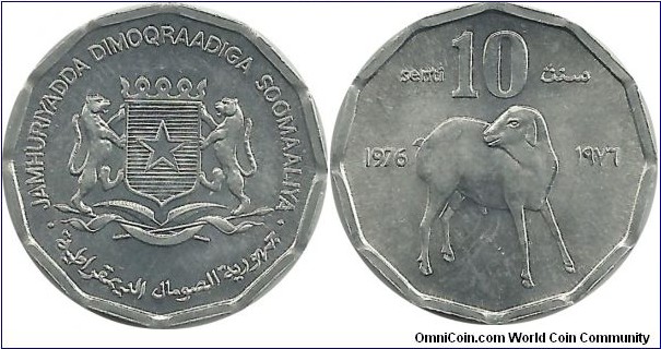 Somali 10 Senti 1976