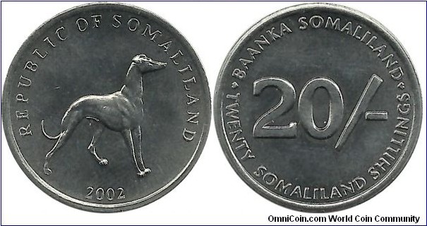 Somaliland 20 Shillings 2002