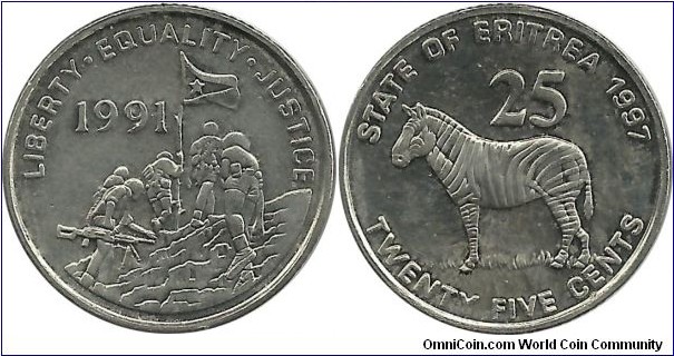 Eritrea 25 Cents 1997