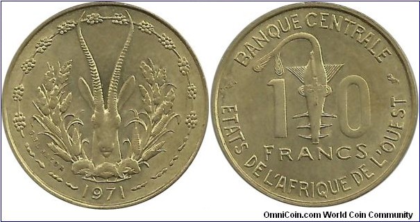 WestAfrican States 10 Francs 1971