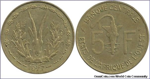 WestAfrican States 5 Francs 1977