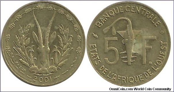 WestAfrican States 5 Francs 2001