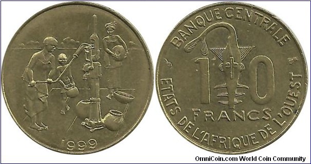WestAfrican States 10 Francs 1999