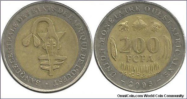 WestAfrican States 200 Francs 2005