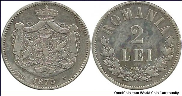 Romania 2 Lei 1873 Carol I