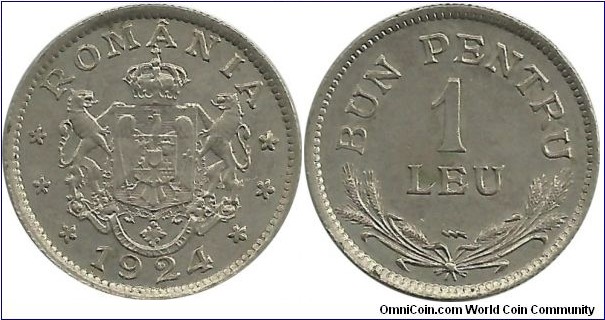 Romania 1 Leu 1924(p) Thunderbold