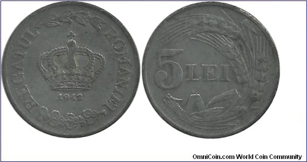 Romania 5 Lei 1942(Zn)