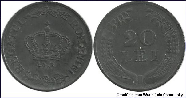 Romania 20 Lei 1943(Zn)