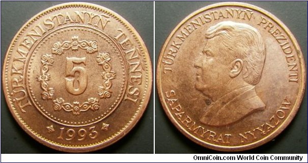 Turkmenistan 1993 5 tenge.