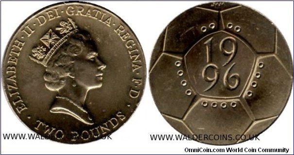 Elizabeth II Nickel Brass Euro 96 Commemorative Two Pounds