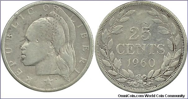 Liberia 25 Cents 1960