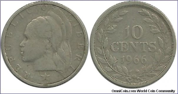 Liberia 10 Cents 1966