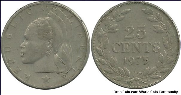 Liberia 25 Cents 1975