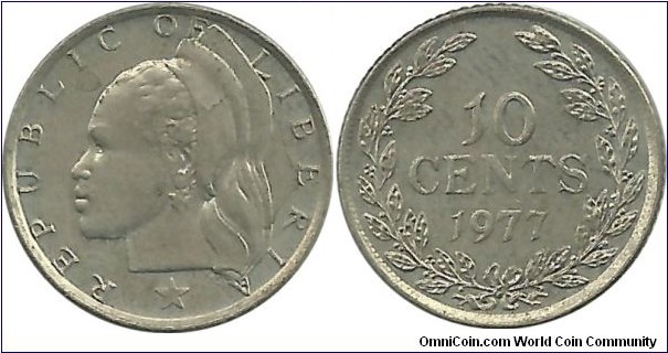 Liberia 10 Cents 1977
