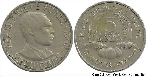 Guinea 5 Francs 1962