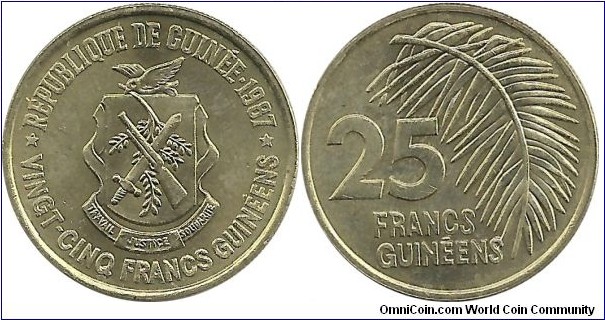 Guinea 25 Francs 1987