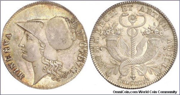 Napoléon, 1804-1814. Lyon. Amies du Commerce et des Arts. Silver Jeton, 1805. 31mm, 10.75 grams.