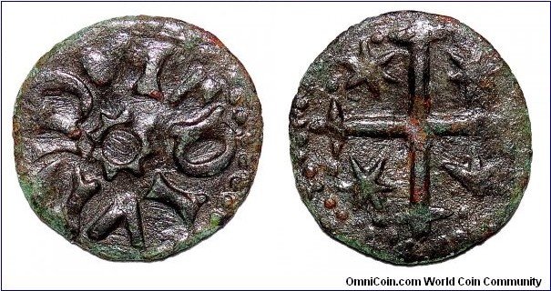  WALLACHIA (PRINCIPALITY)~AE Bani 1377-1383 AD. Under Prince: Radu Basarab I. *SCARCE*