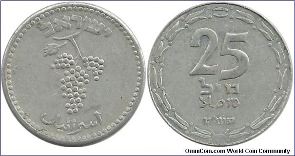 Israel 25 Mils 1949 (First coin of Israel)