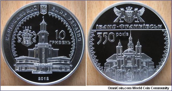 10 Hryvnia - 350 years of Ivano-Frankivsk - 33.62 g Ag .925 Proof - mintage 3,000