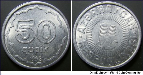 Azerbaijian 1993 50 qapik. Weight: 1.49g. 