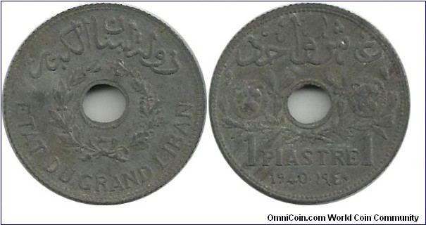 Lebanon 1 Piastre 1940(Zn)