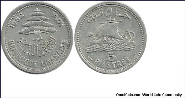 Lebanon 5 Piastres 1952