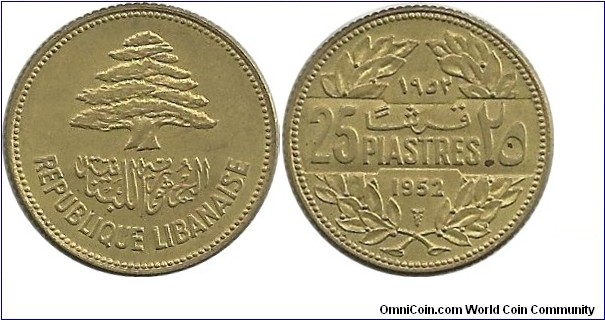 Lebanon 25 Piastres 1952