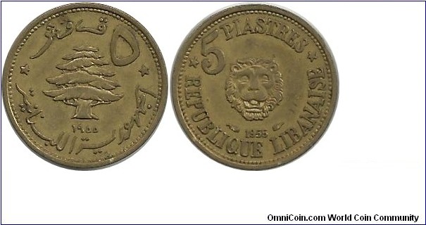 Lebanon 5 Piastres 1955