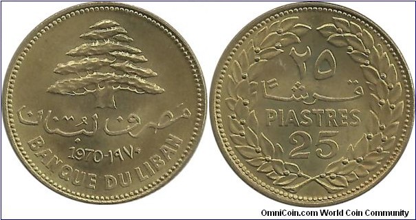 Lebanon 25 Piastres 1970