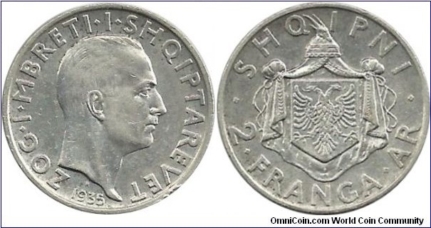 Albania 2 Franga Ar 1935R