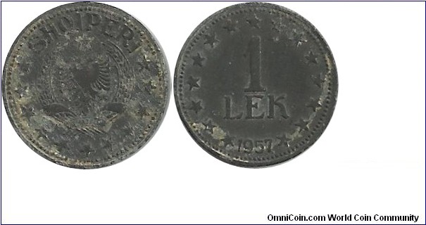 Albania 1 Lek 1957(Zn)