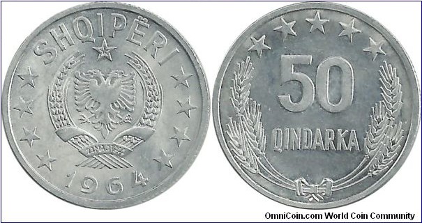 Albania 50 Qindarka 1964