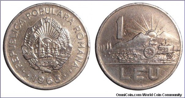 ROMANIA (PEOPLES REPUBLIC)~1 Leu 1963