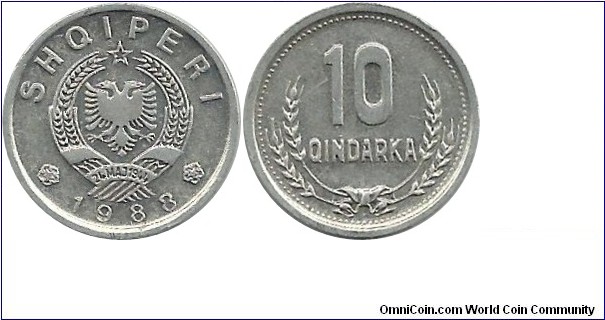 Albania 10 Qindarka 1988