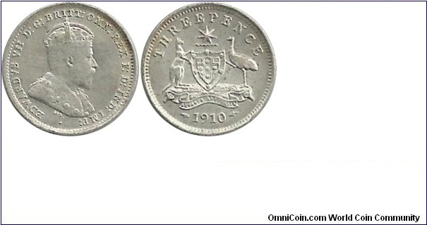 Australia 3 Pence 1910