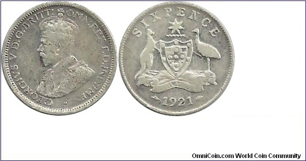 Australia 6 Pence 1921