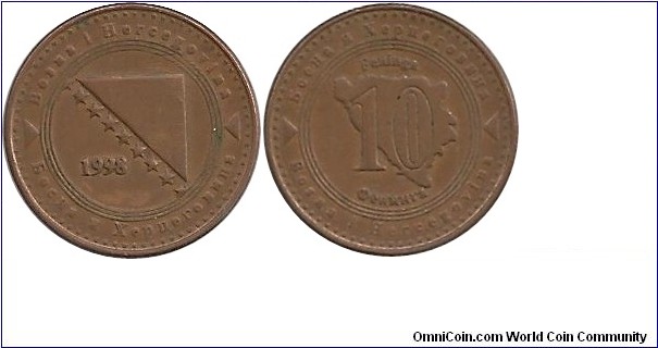 BHerzegovina 10 Feninga 1998