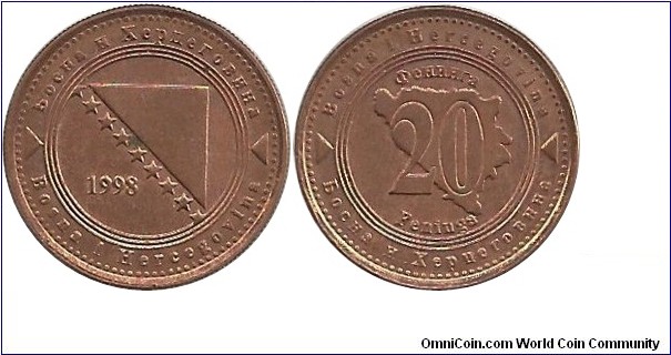 BHerzegovina 20 Feninga 1998