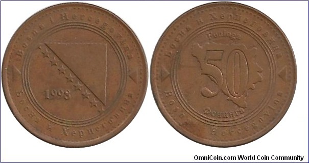 BHerzegovina 50 Feninga 1998