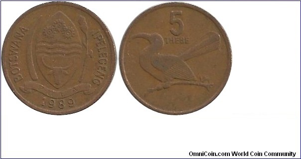 Botswana 5 Thebe 1989