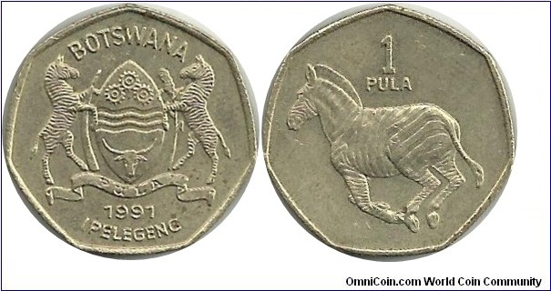 Botswana 1 Pula 1997 - Reduced size