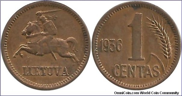 Lietuva 1 Centas 1936