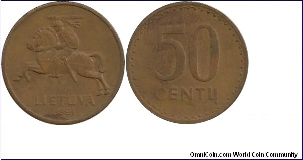 Lietuva 50 Centu 1991