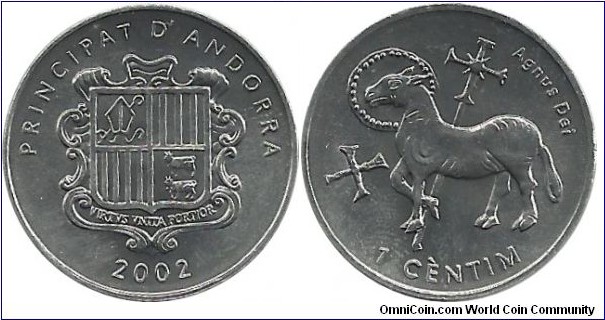 Andorra 1 Centim 2002-Agnus Dei